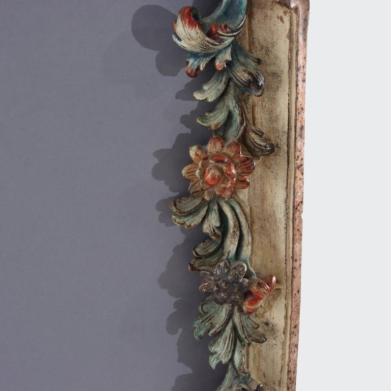 Large 54" French Niccolini Louis XIV Style Polychromed Mirror Signed 20thC - 11