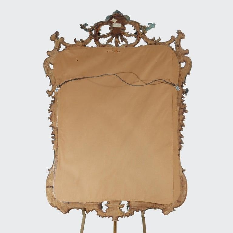 Large 54" French Niccolini Louis XIV Style Polychromed Mirror Signed 20thC - 15