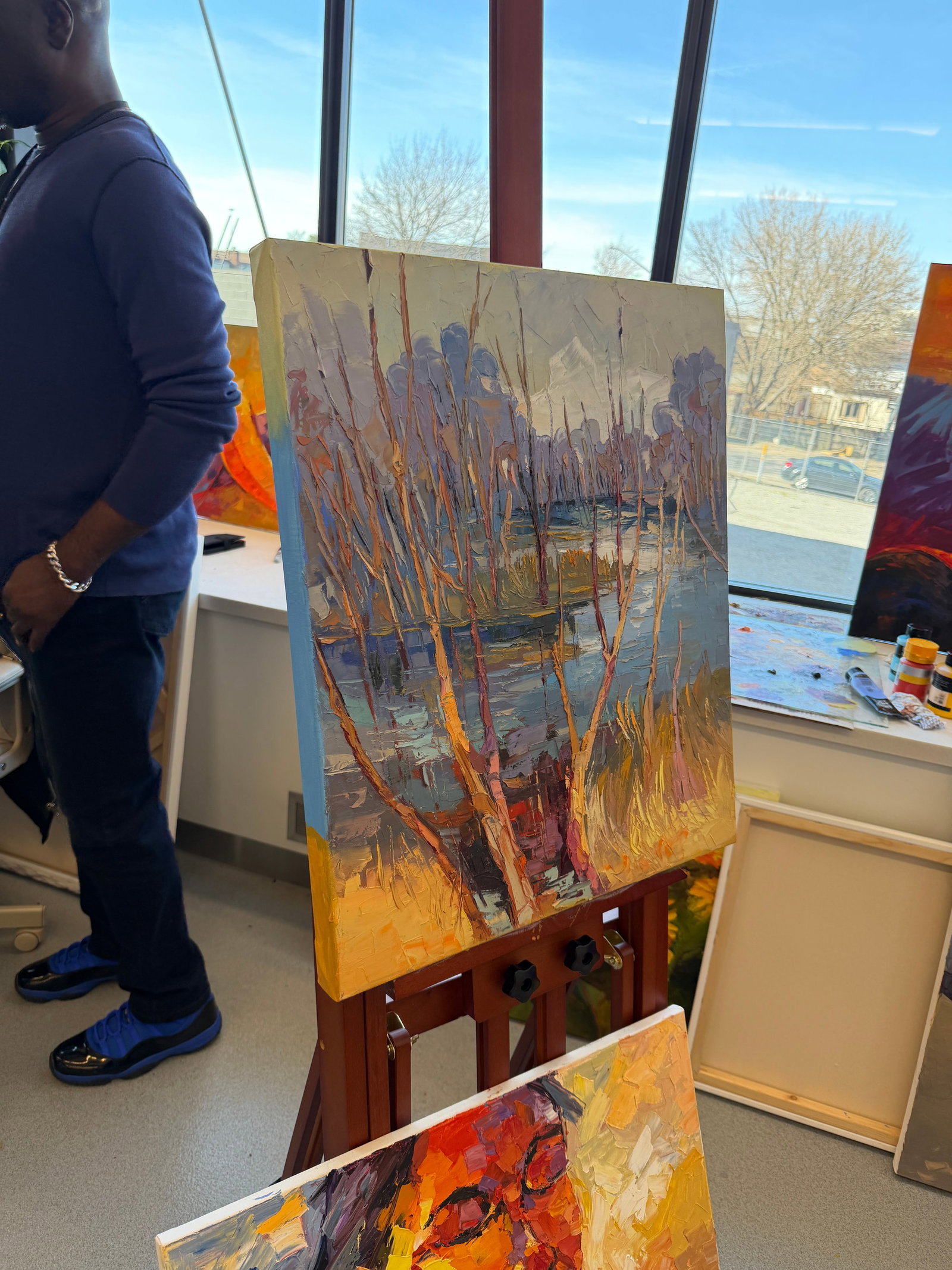Before the Leaves Return by Godfrey Afebuame, Oil on Canvas (2026) Impasto - 4