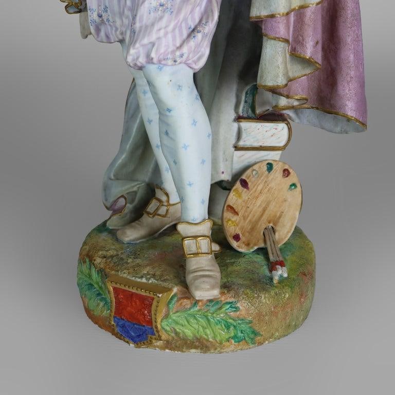 Large 21" French Paul Duboy Bisque Porcelain Polychromed Scholar Figure C1890 - 3