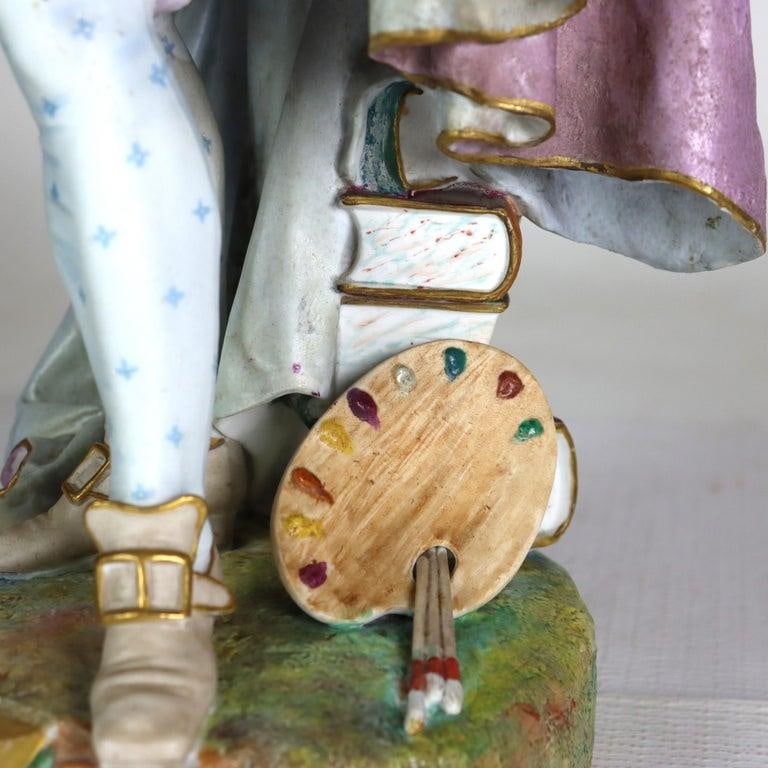 Large 21" French Paul Duboy Bisque Porcelain Polychromed Scholar Figure C1890 - 6