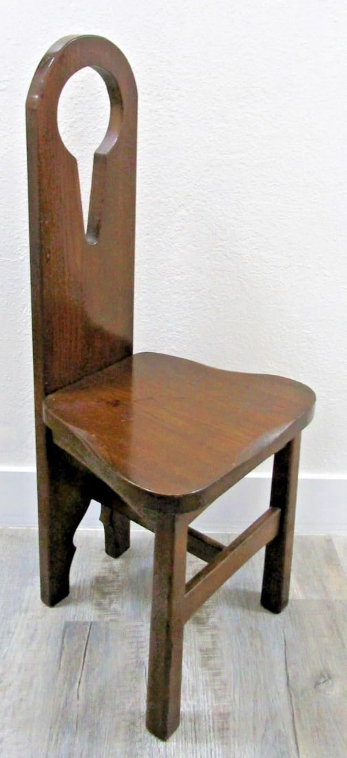 Antique American 1910s Pine Keyhole Dining Chair Side Chair - 3