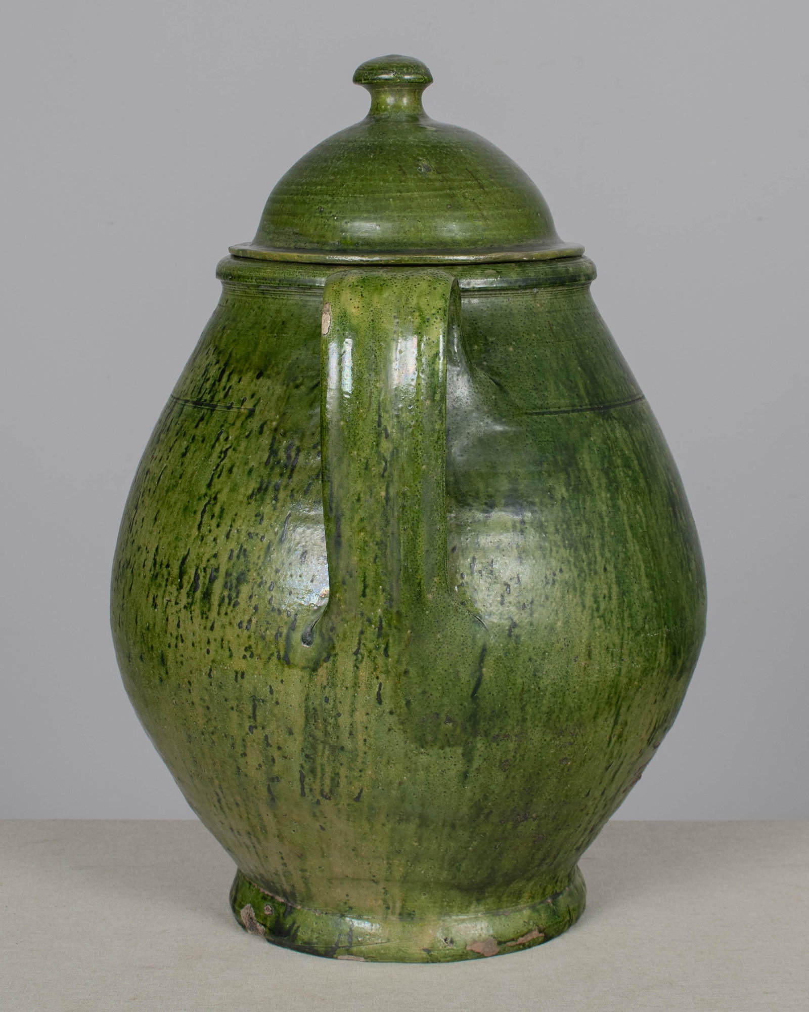 Portuguese Green Glazed Earthenware Lidded Jar - 3
