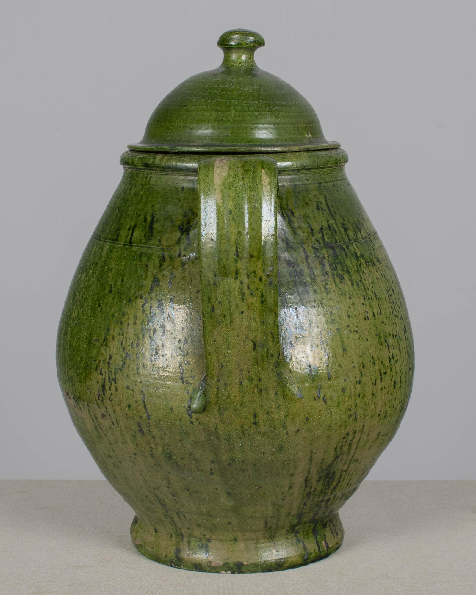 Portuguese Green Glazed Earthenware Lidded Jar - 4