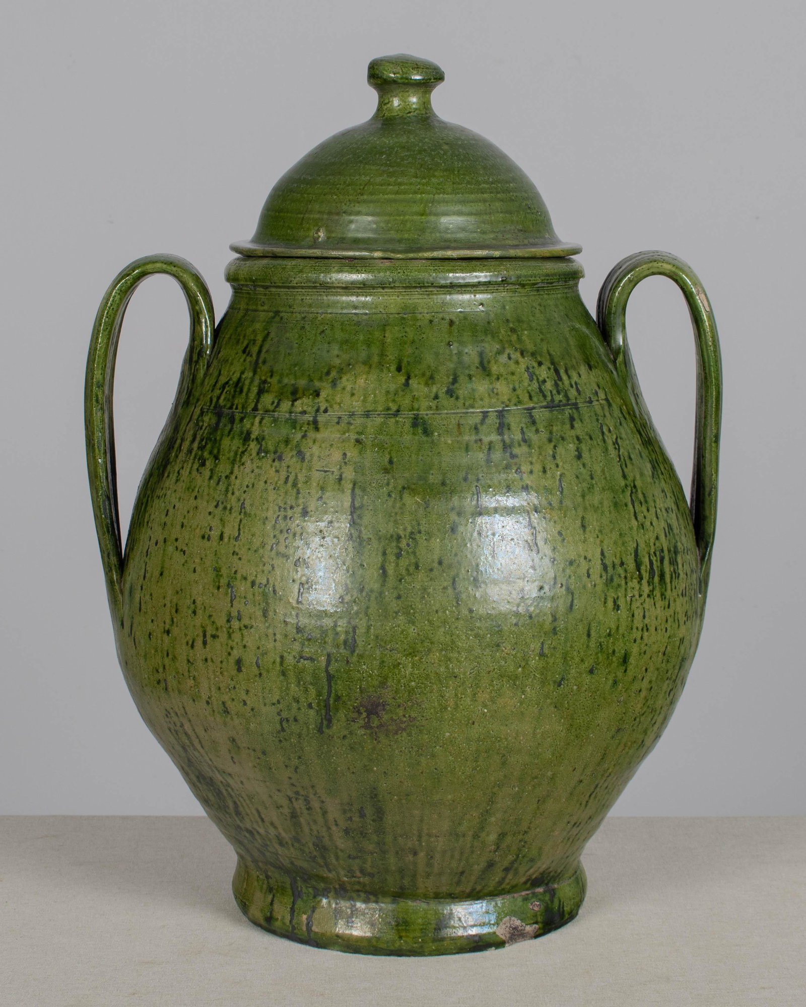 Portuguese Green Glazed Earthenware Lidded Jar - 6