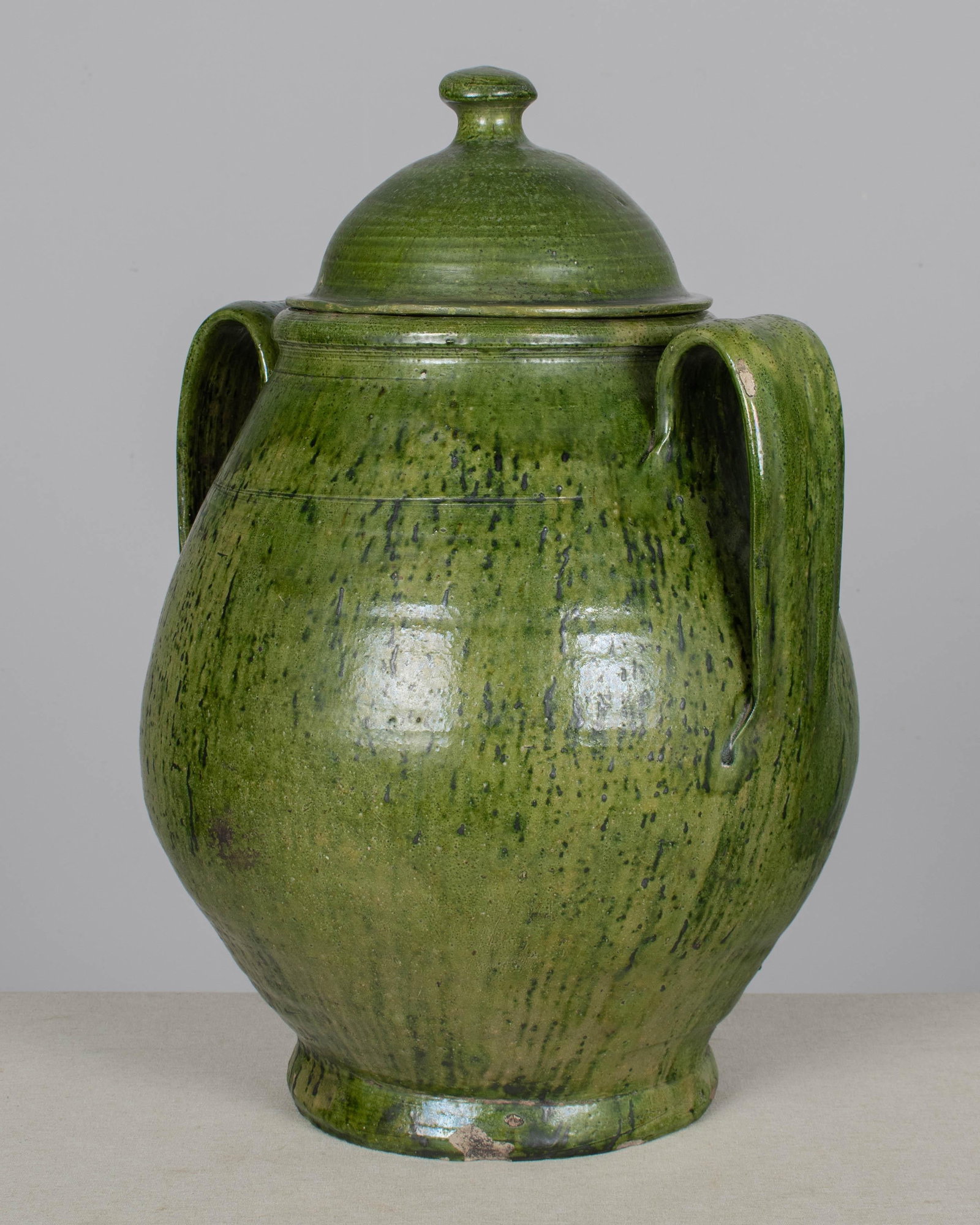 Portuguese Green Glazed Earthenware Lidded Jar - 7
