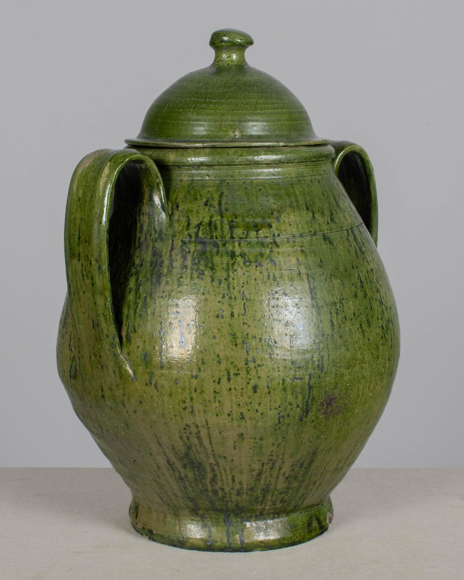 Portuguese Green Glazed Earthenware Lidded Jar - 8