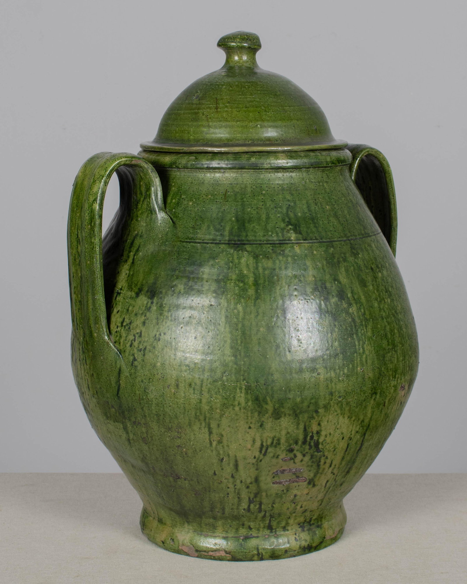 Portuguese Green Glazed Earthenware Lidded Jar - 9