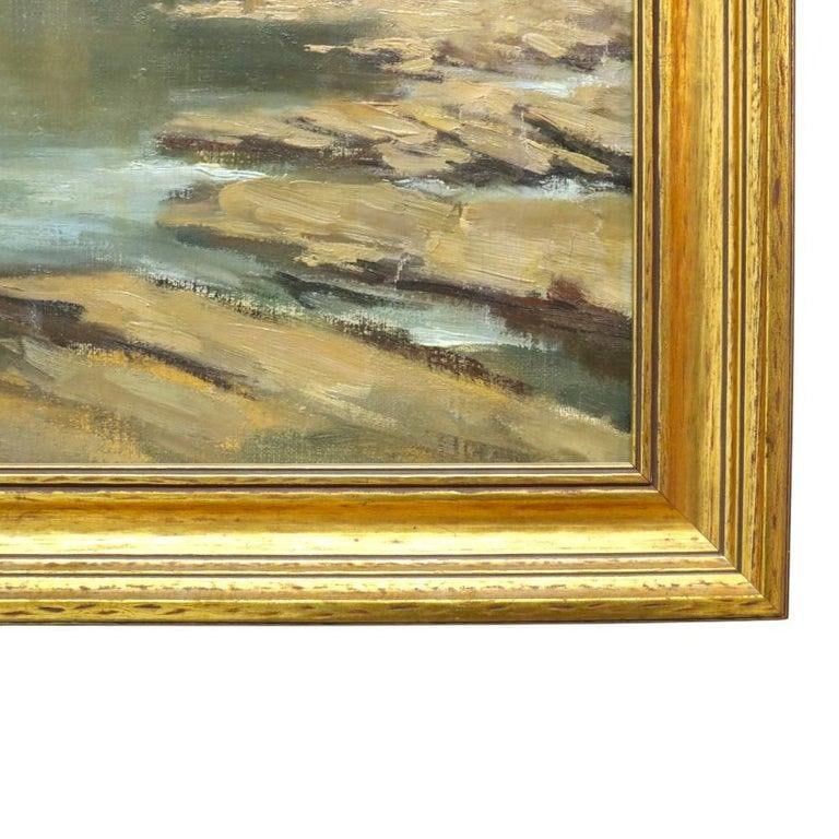Hudson River School Oil on Canvas Painting of a River Scene by A. Hirshing C1935 - 11