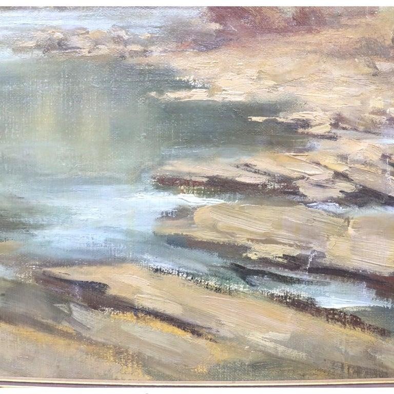 Hudson River School Oil on Canvas Painting of a River Scene by A. Hirshing C1935 - 4