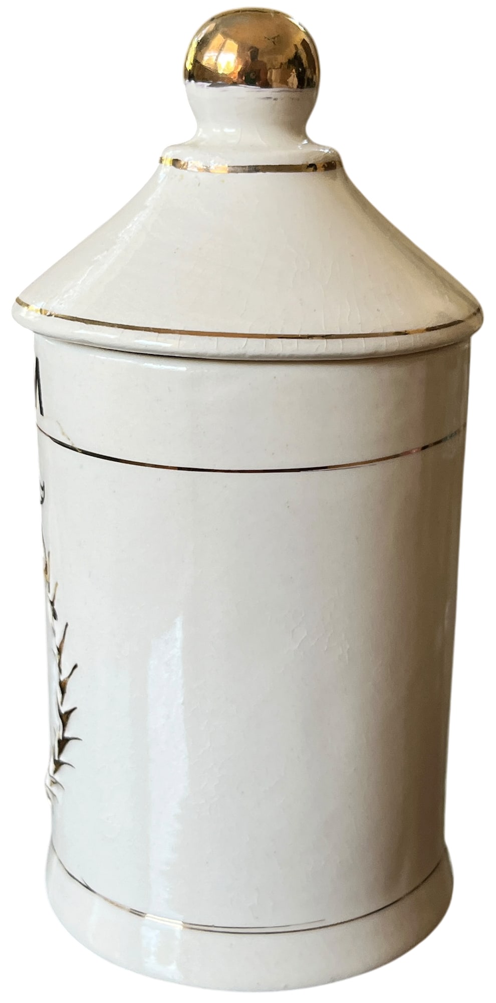 Mid-Century Handpainted Porcelain "Opium" Apothecary Canister in the Style of Piero Fornasetti M - 5