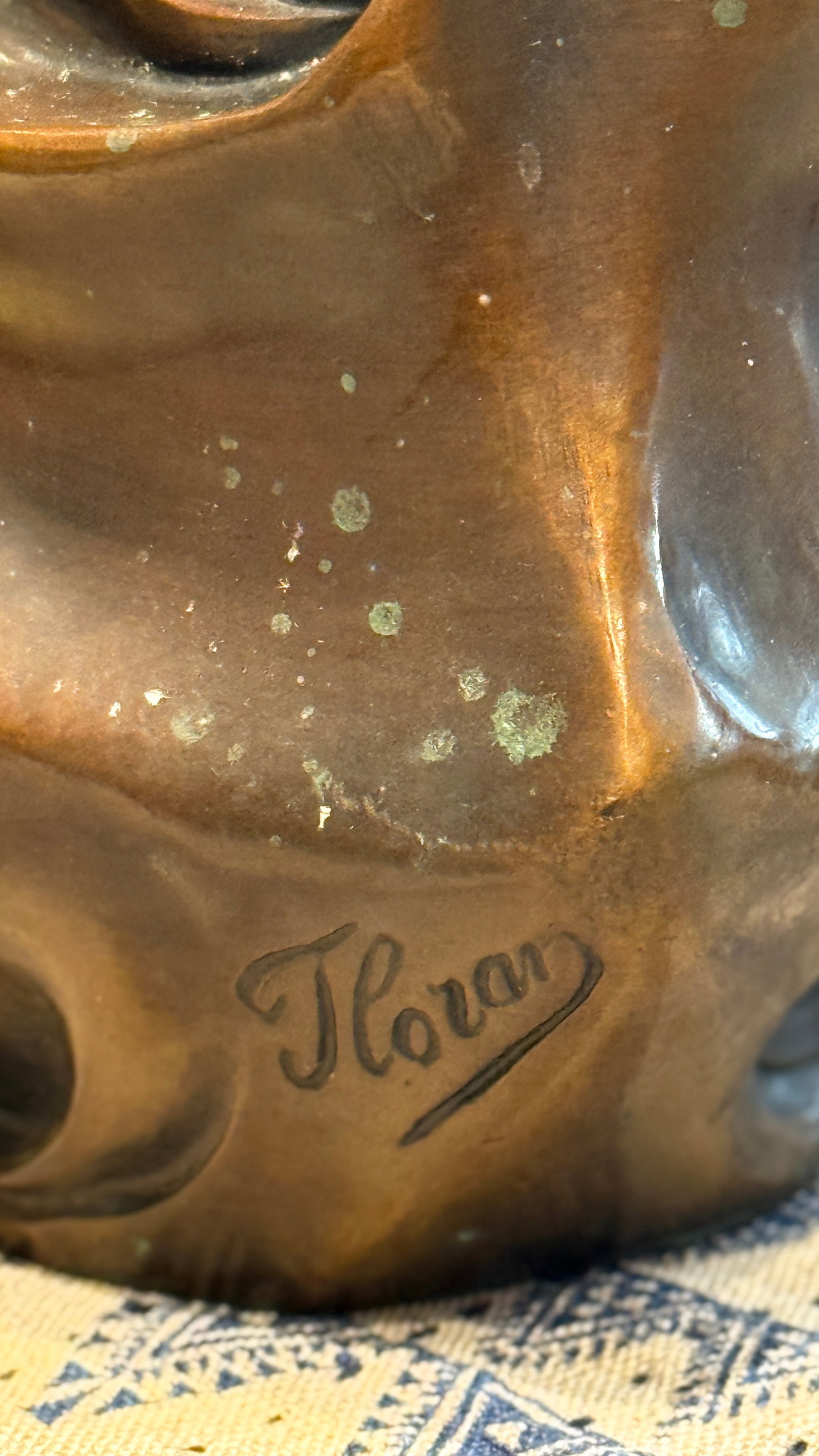 Early 20th Century Early Patinated Bronze Art Nouveau Vase With Maiden & Floral Design by Francesco - 6