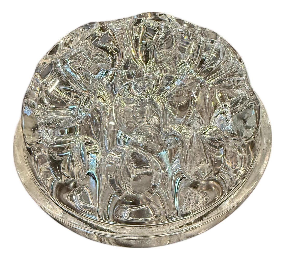Reims France Thick Clear Crystal Glass Flower Frog 19 Holes (1 of 3)