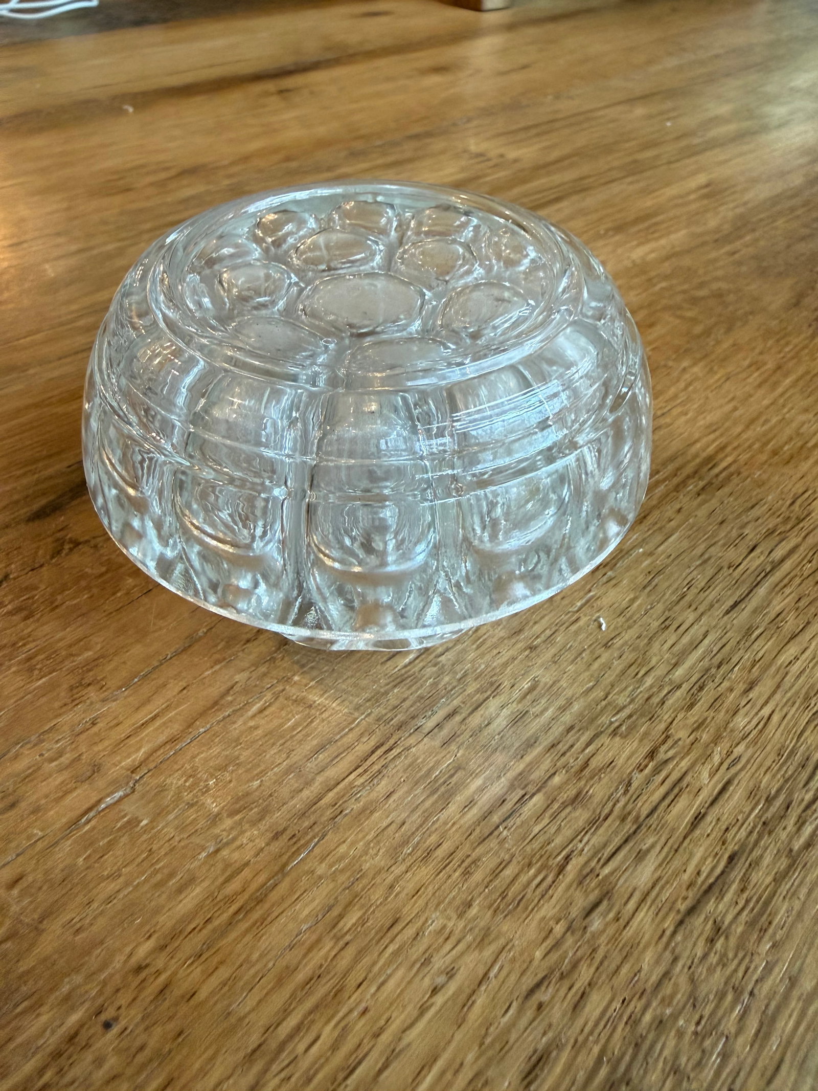 Reims France Thick Clear Crystal Glass Flower Frog 19 Holes - 2