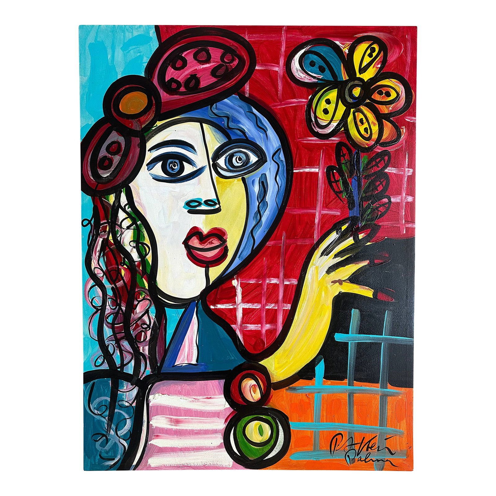 Picasso Style Painting by Peter Keil, Palma: Peter Keil is a German artist who focuses primarily on abstract expressionism. Keil painted with some of the greats including Joan Miró, Pablo Picasso, and Andy Warhol, to name a few. This is a