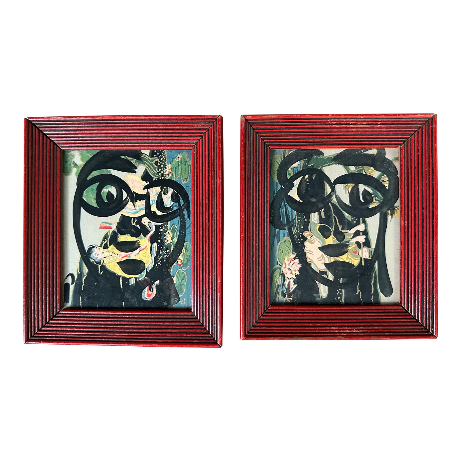 Pair of Peter Keil Paintings: Peter Keil is a German artist who focuses primarily on abstract expressionism. Keil painted with some of the greats, including Joan Miró, Pablo Picasso, and Andy Warhol, to name a few. This is a 