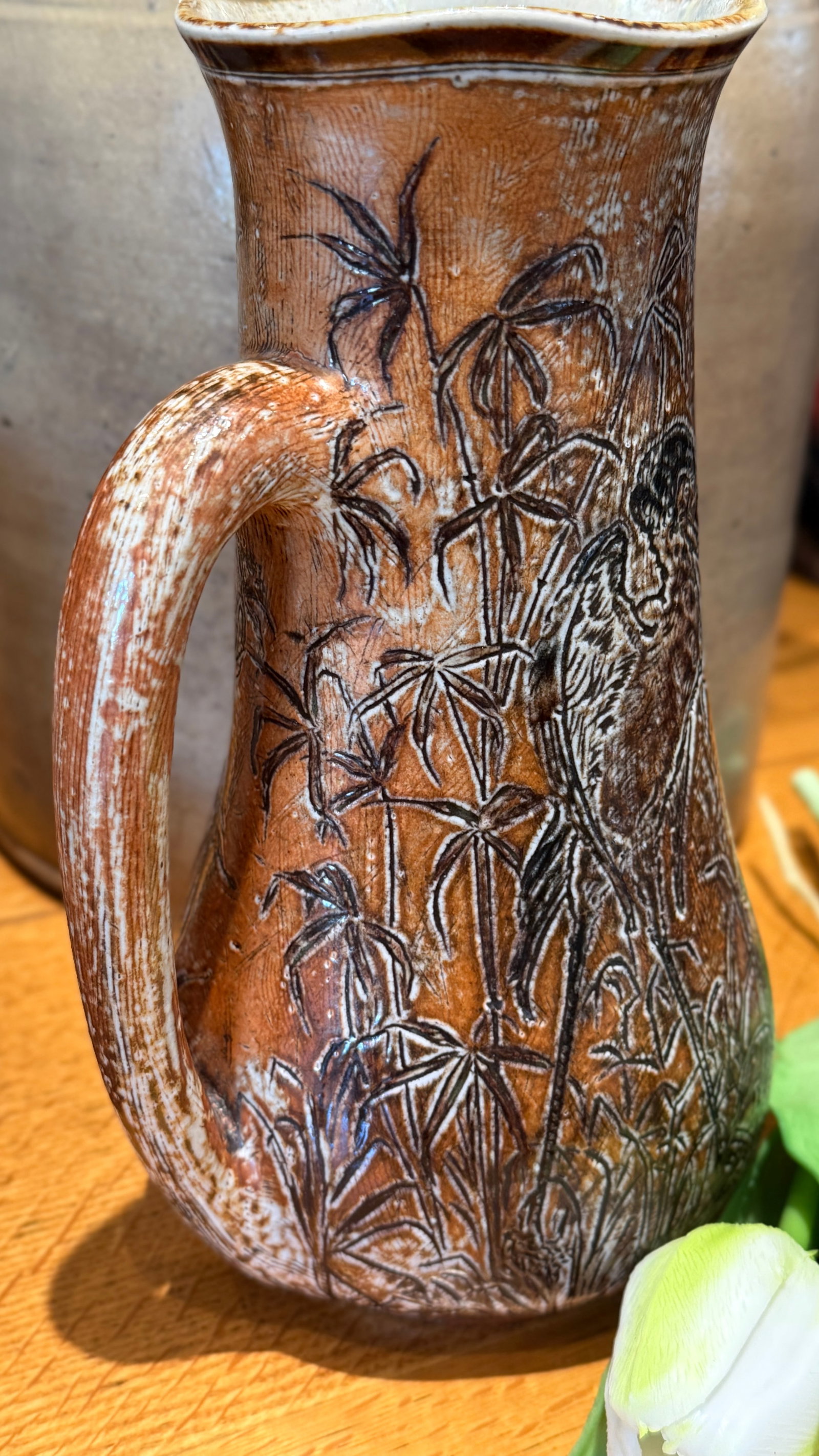Rare 1893 Martin Brothers London & Southall Pottery Pitcher Wally Birds - 3