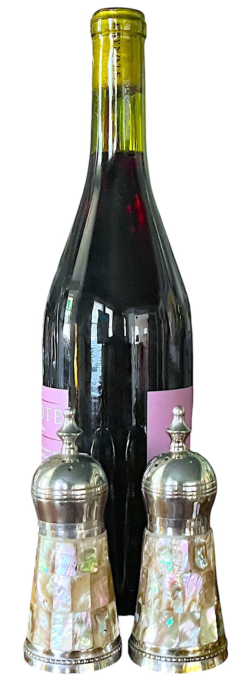Vintage Abalone Shell & Stainless Steel Salt and Pepper Shakers in the Style of Los Castillo - 5