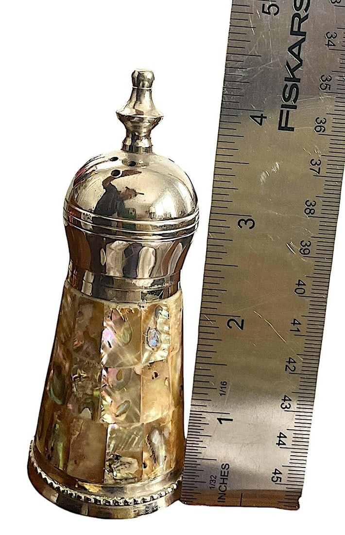Vintage Abalone Shell & Stainless Steel Salt and Pepper Shakers in the Style of Los Castillo - 6