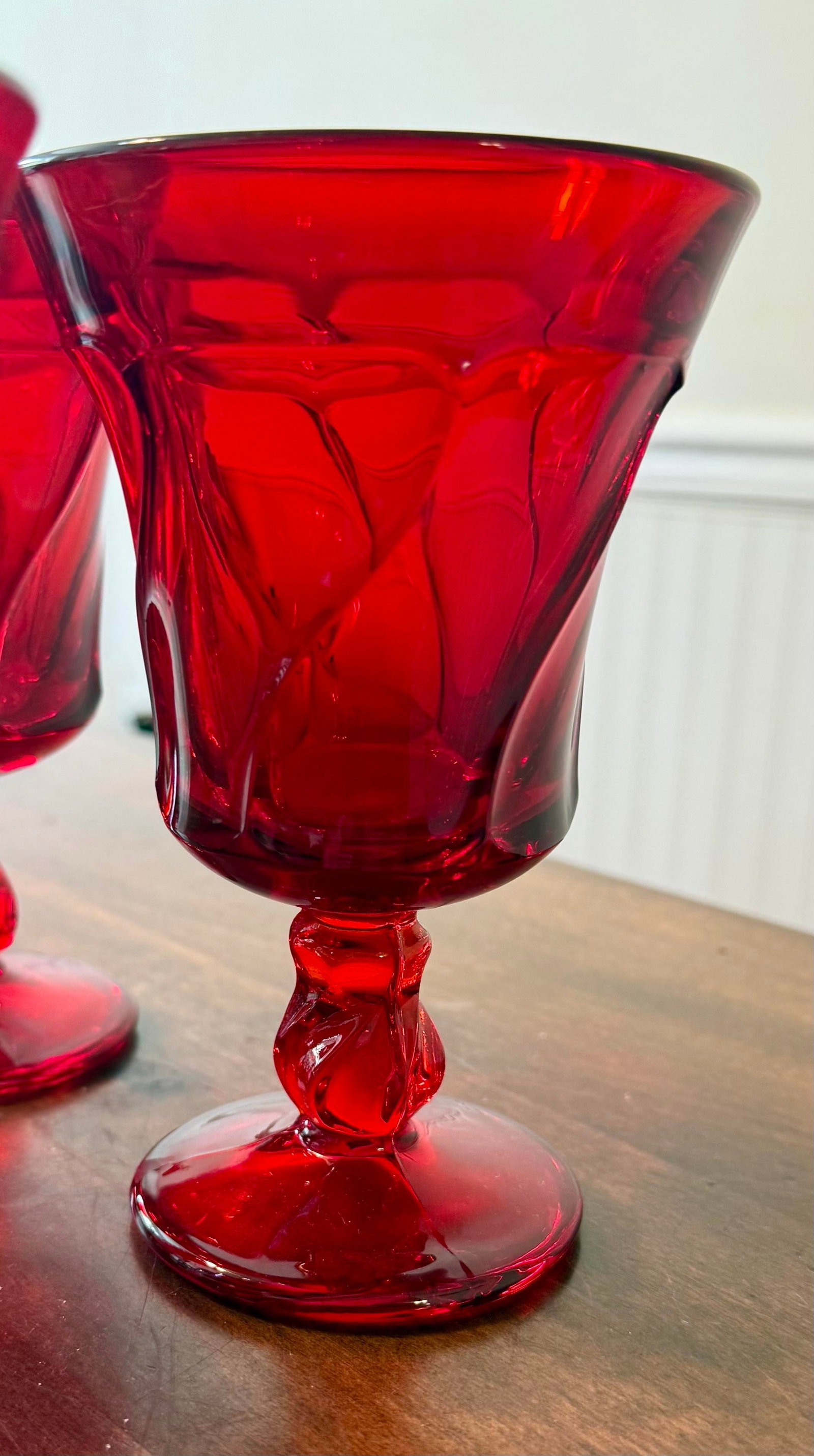Mid 20th Century Fostoria Jamestown Ruby Red Water Goblets - Set of 5 - 10