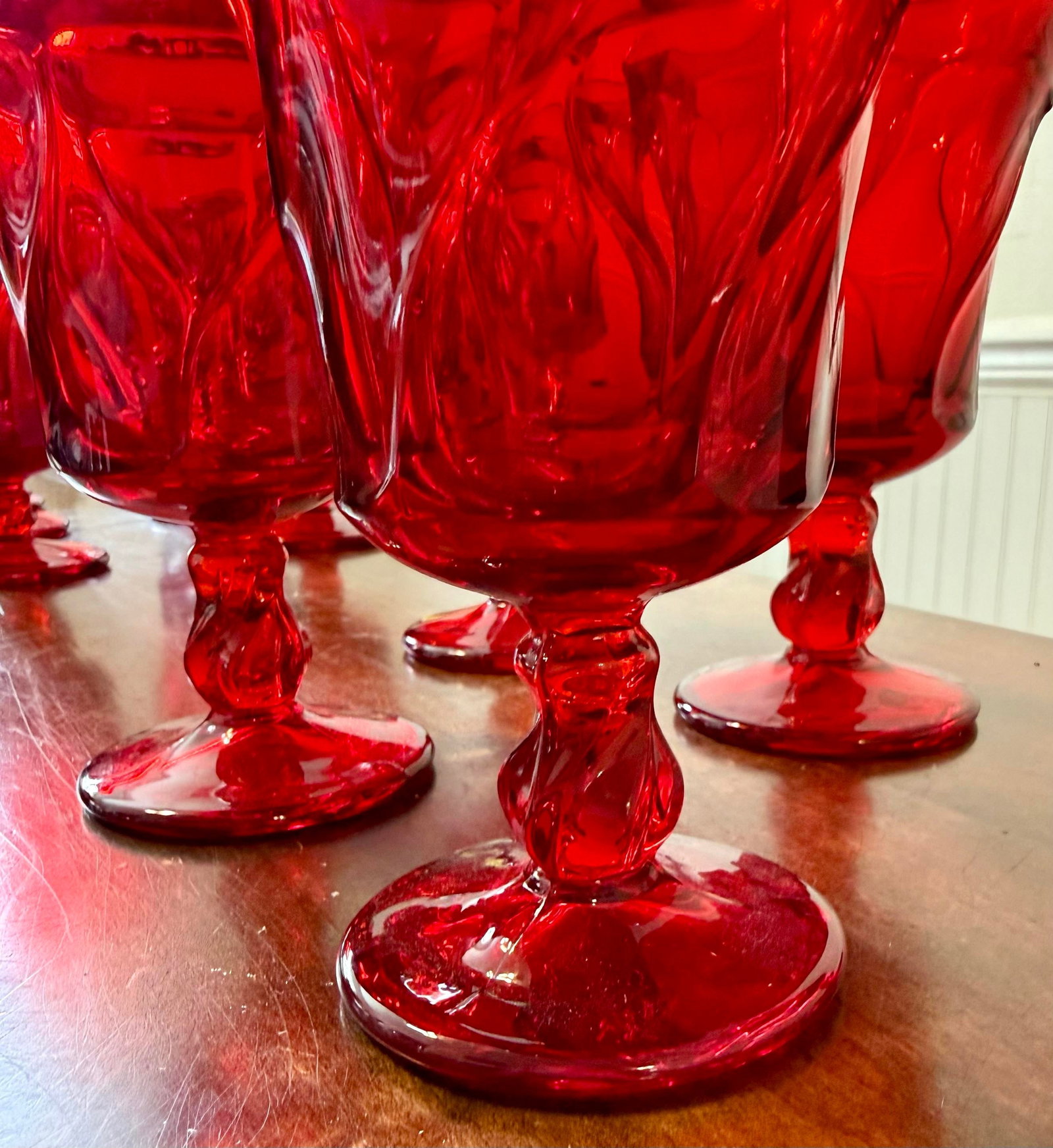 Mid 20th Century Fostoria Jamestown Ruby Red Water Goblets - Set of 5 - 11