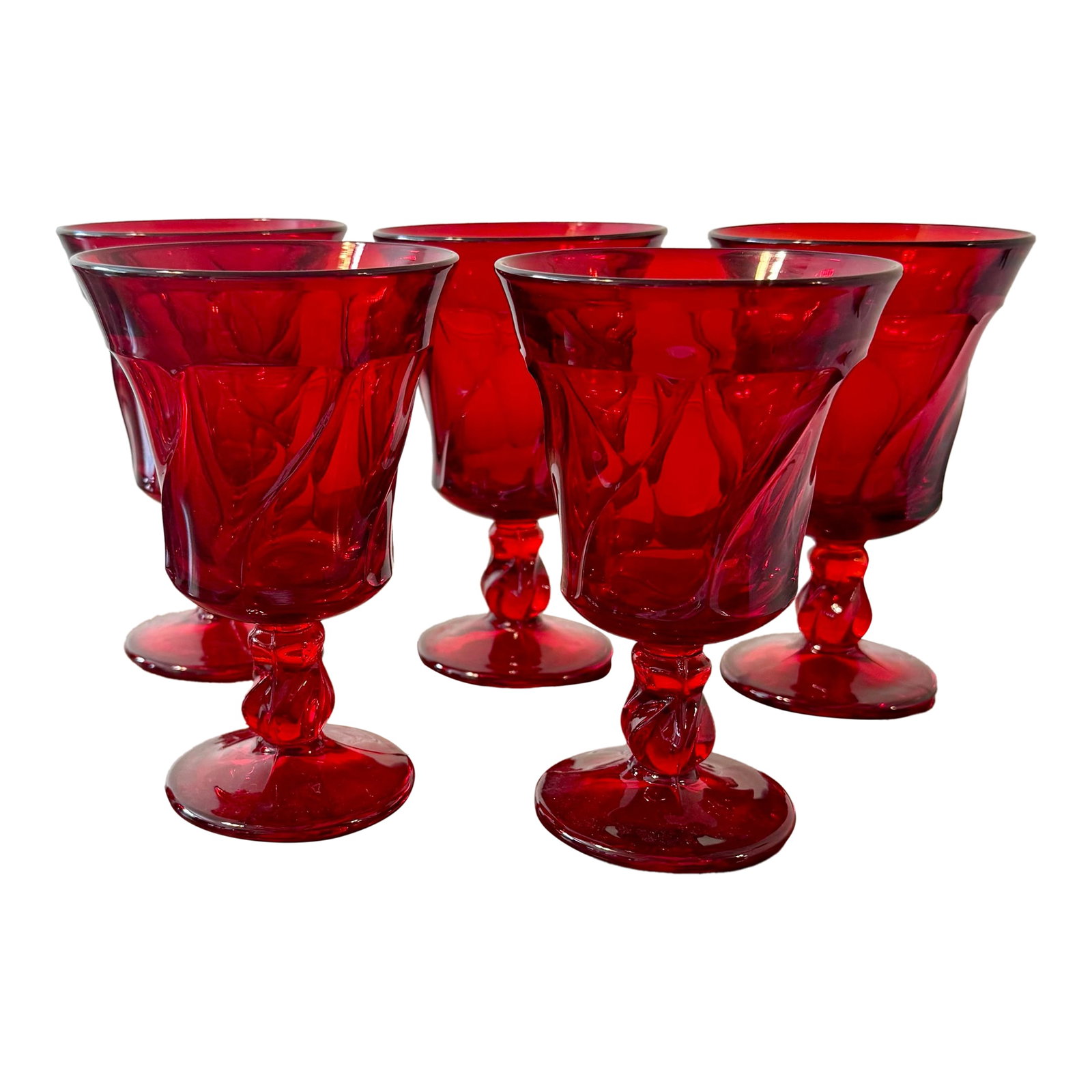 Mid 20th Century Fostoria Jamestown Ruby Red Water Goblets - Set of 5 (1 of 12)