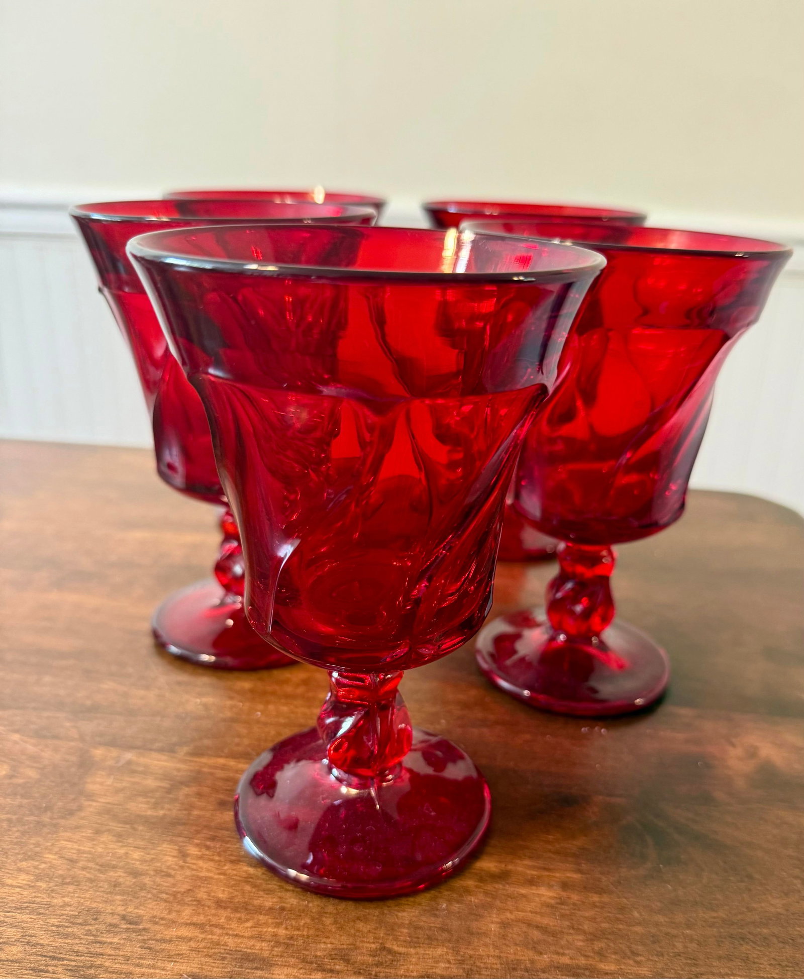 Mid 20th Century Fostoria Jamestown Ruby Red Water Goblets - Set of 5 - 3