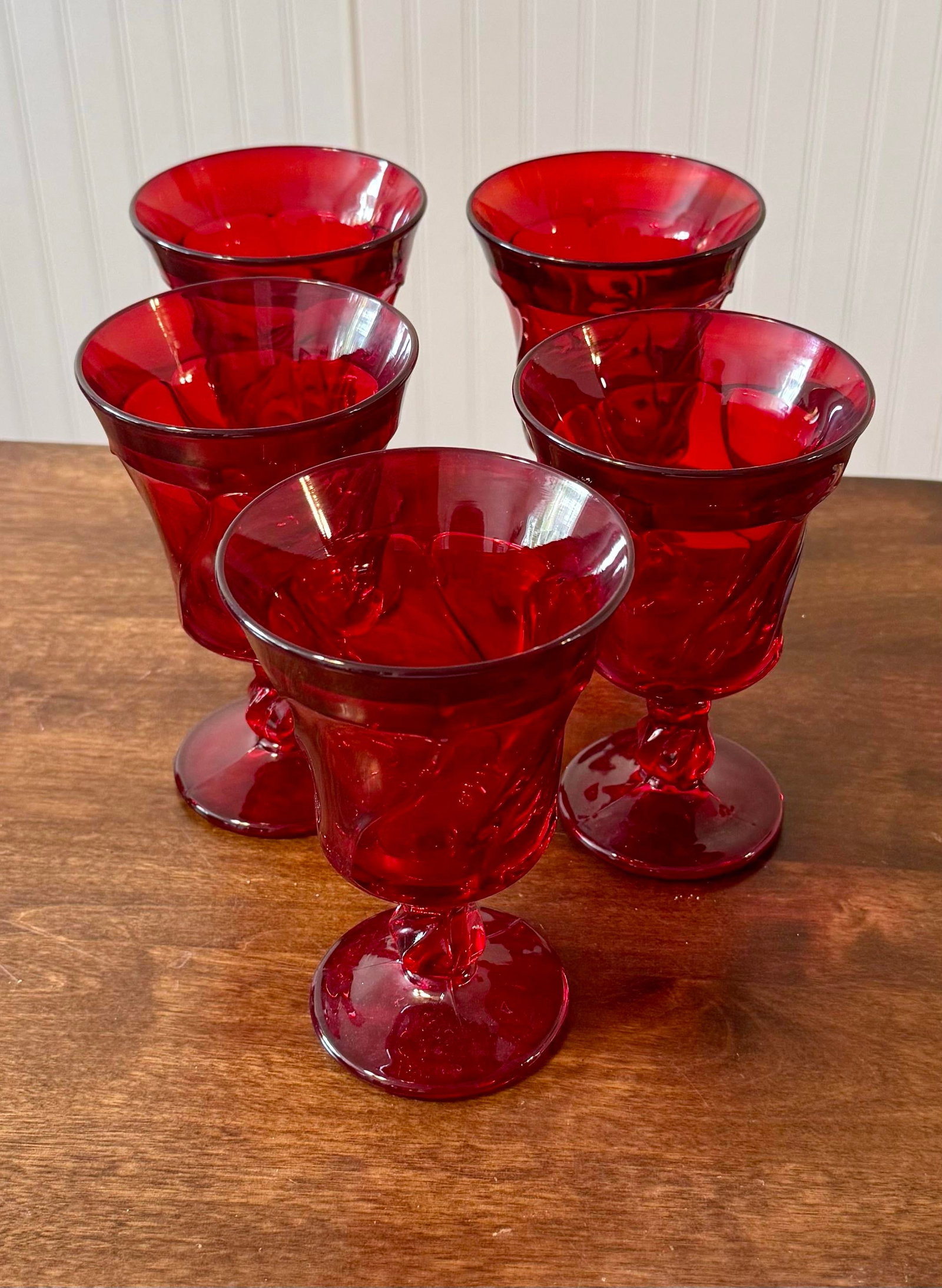 Mid 20th Century Fostoria Jamestown Ruby Red Water Goblets - Set of 5 - 5