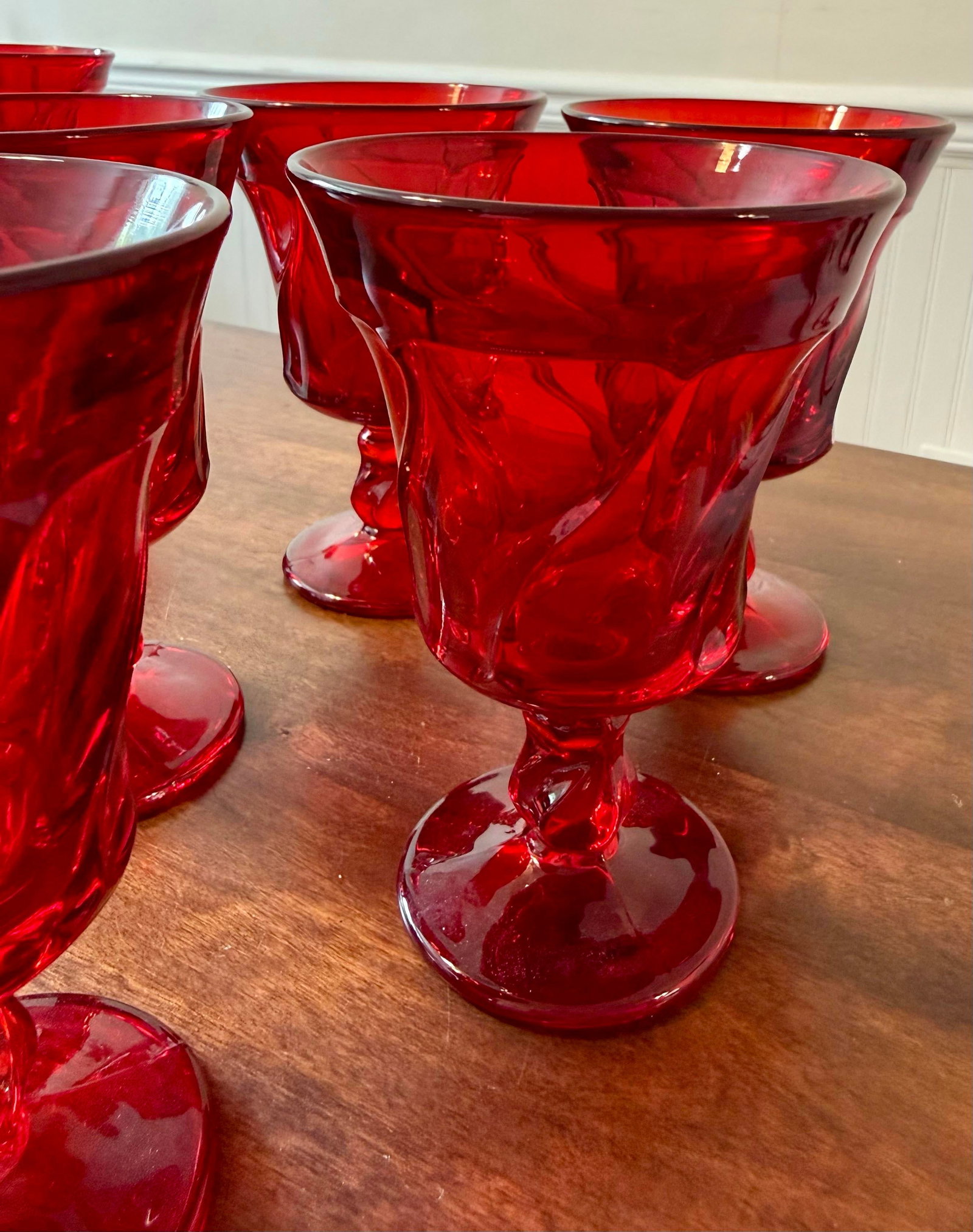 Mid 20th Century Fostoria Jamestown Ruby Red Water Goblets - Set of 5 - 6