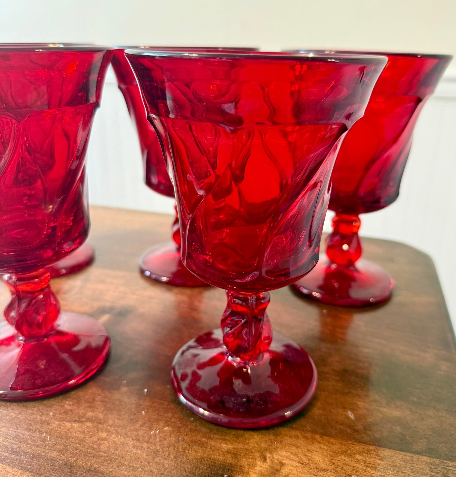 Mid 20th Century Fostoria Jamestown Ruby Red Water Goblets - Set of 5 - 8
