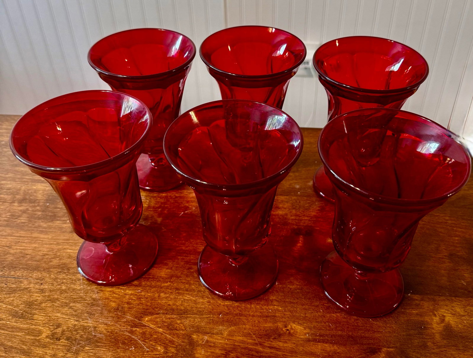 Mid 20th Century Fostoria Jamestown Ruby Red Ice Tea Glasses - Set of 6 - 10