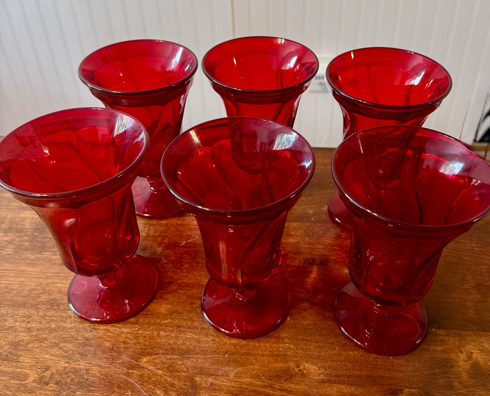 Mid 20th Century Fostoria Jamestown Ruby Red Ice Tea Glasses - Set of 6 - 5