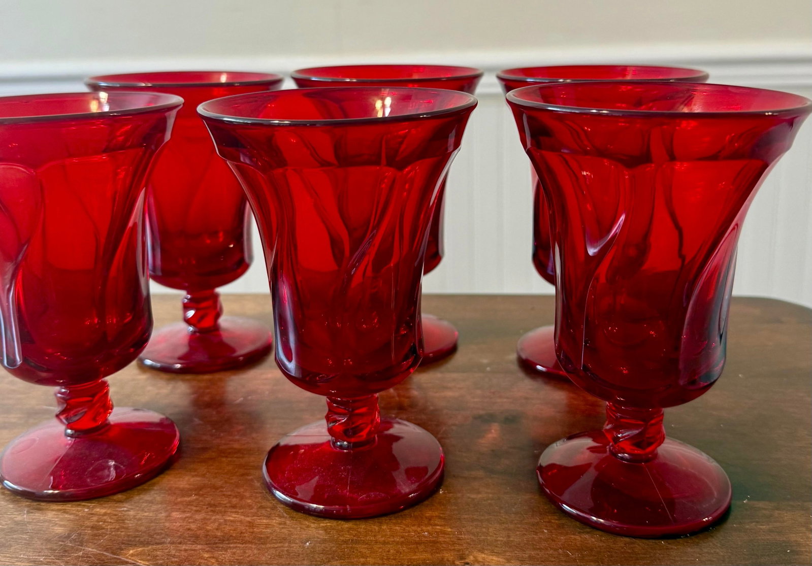 Mid 20th Century Fostoria Jamestown Ruby Red Ice Tea Glasses - Set of 6 - 6