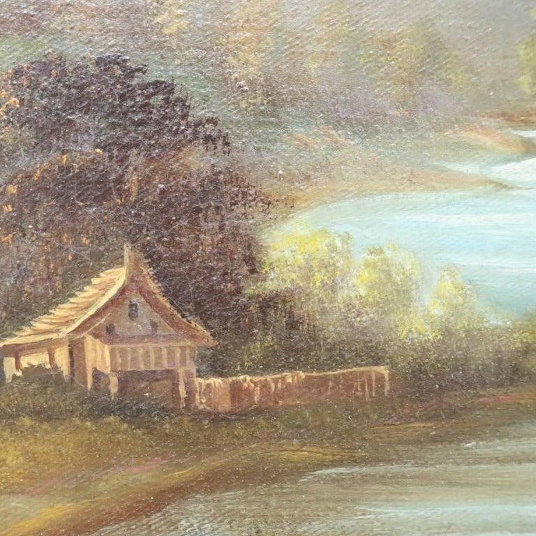 Hudson River School Oil on Canvas River Scene Painting C1890 - 3