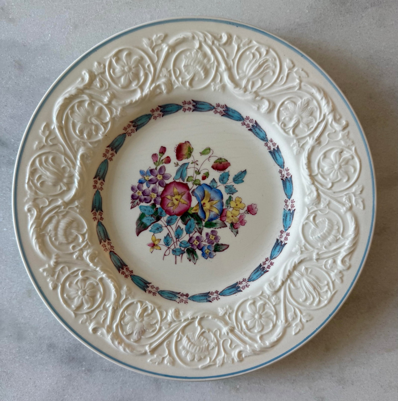 Set of 8 Wedgwood Salad Plates in the Morning Glory Pattern - 2