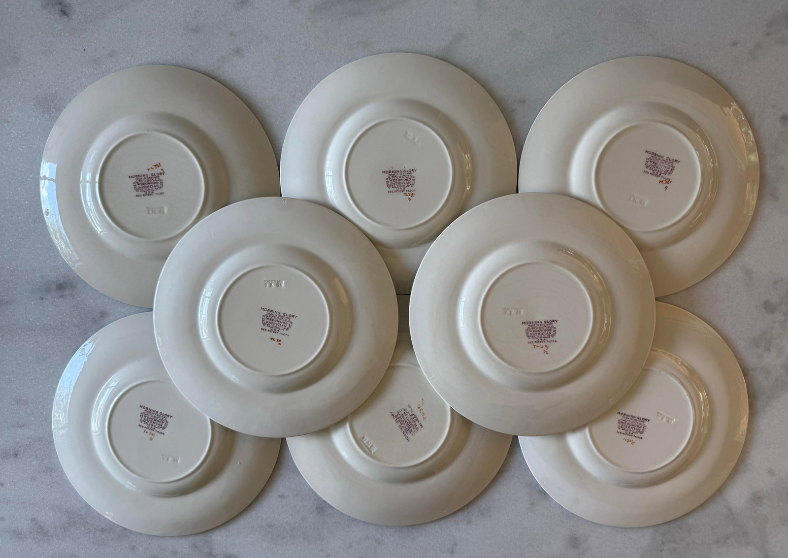 Set of 8 Wedgwood Salad Plates in the Morning Glory Pattern - 8