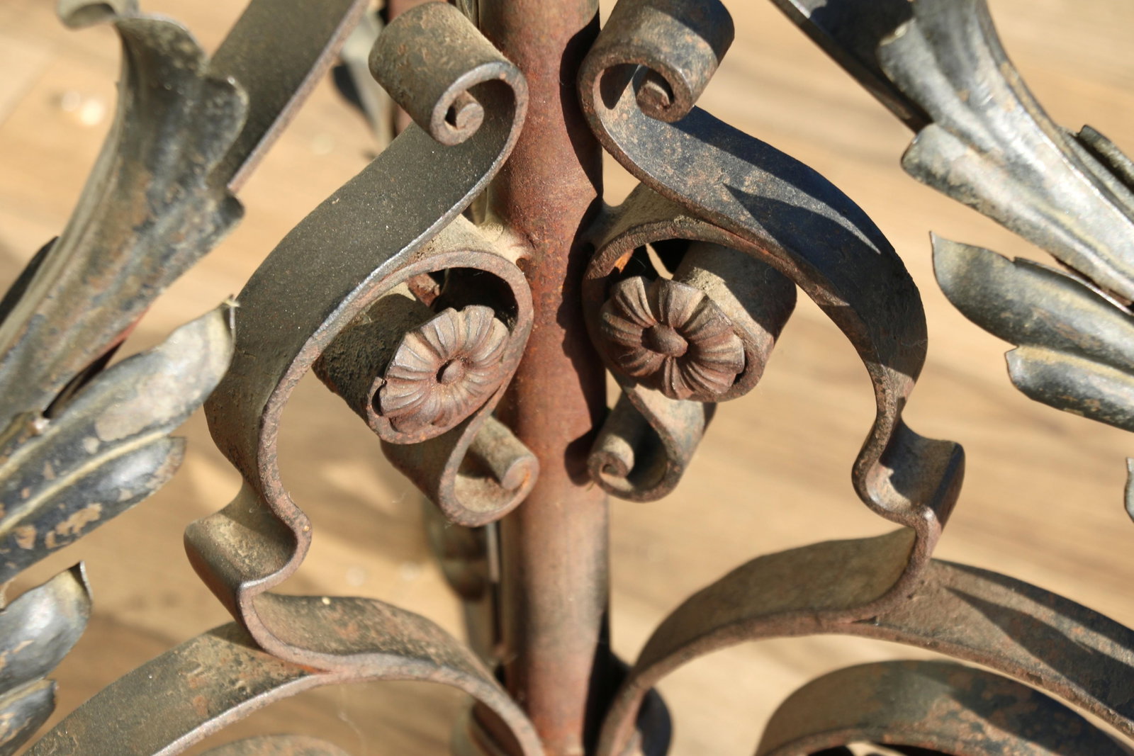 Antique Wrought Iron Floor Candelabra | Ornate Gothic Revival Candleholder | Early 20th Century - 16