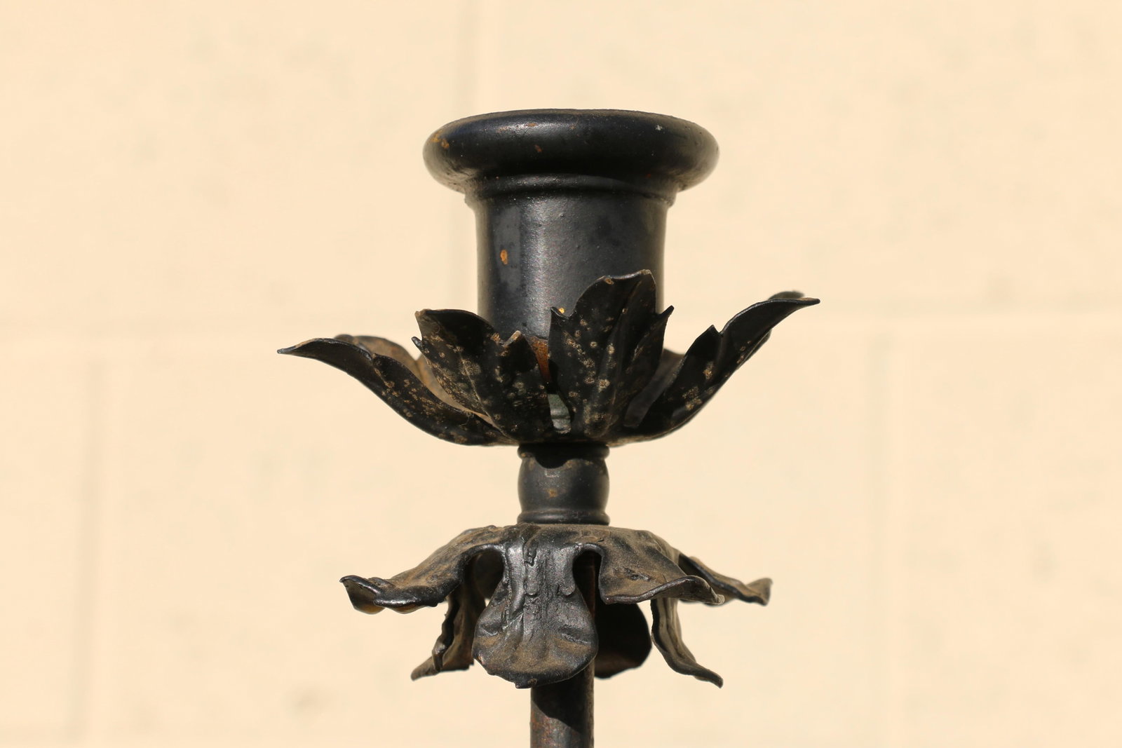 Antique Wrought Iron Floor Candelabra | Ornate Gothic Revival Candleholder | Early 20th Century - 4