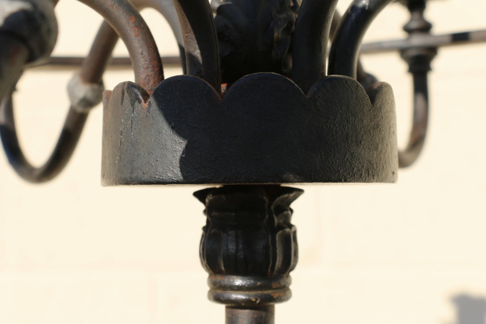Antique Wrought Iron Floor Candelabra | Ornate Gothic Revival Candleholder | Early 20th Century - 8