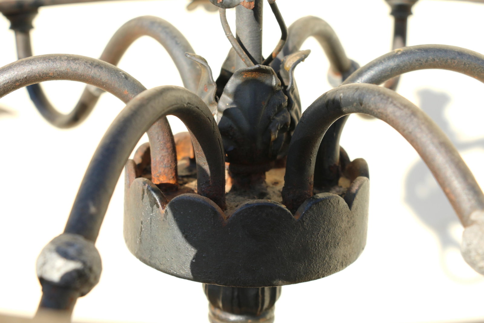 Antique Wrought Iron Floor Candelabra | Ornate Gothic Revival Candleholder | Early 20th Century - 9