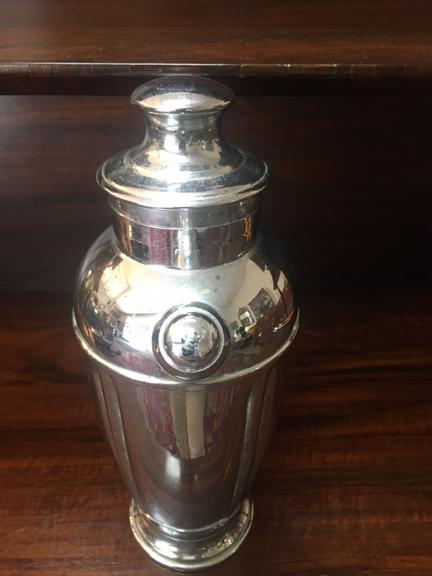 1930s Art Deco Chromium Cocktail Shaker Serving Set W/Butterscotch Bakelite Handles - 5