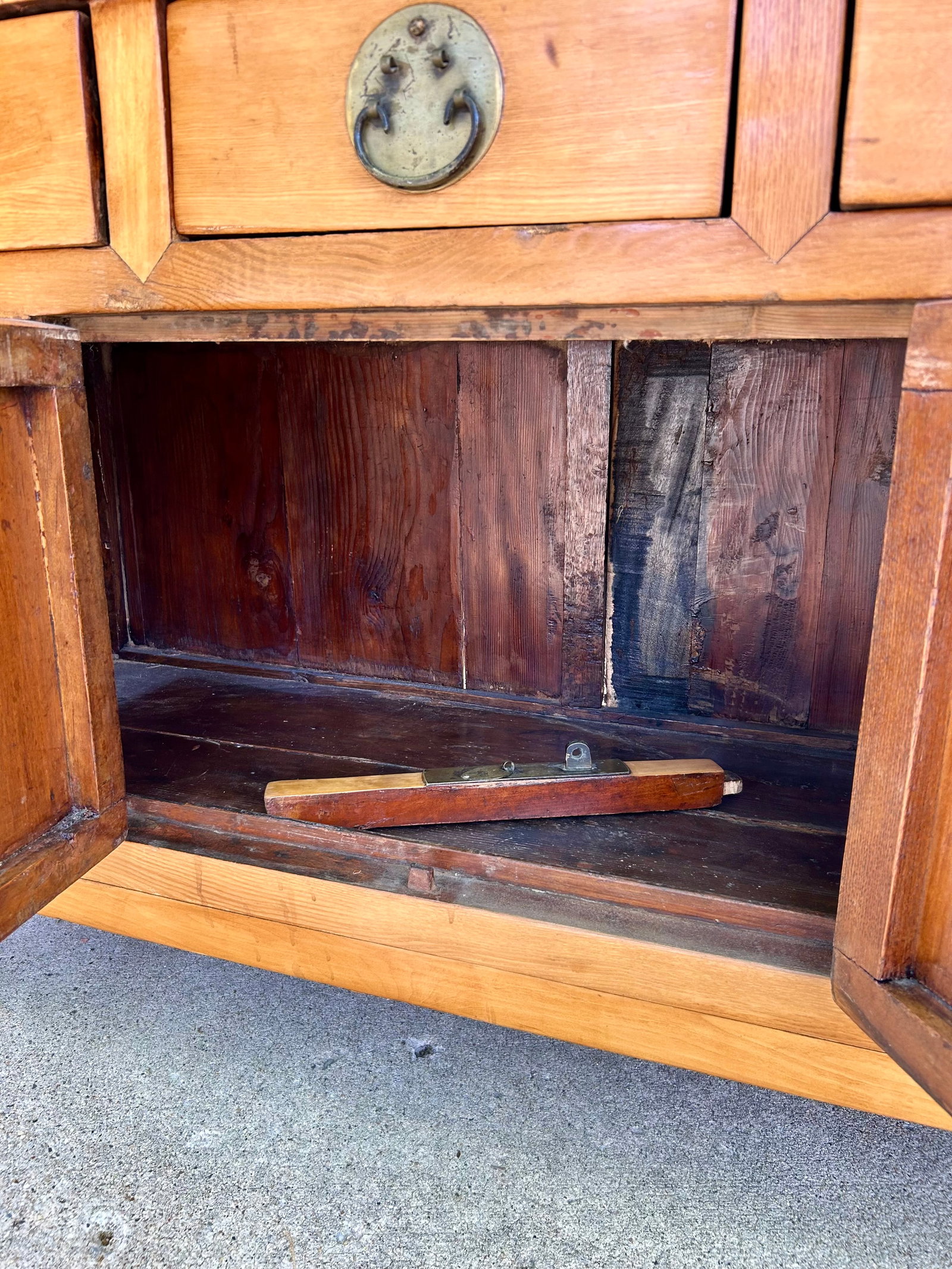 Late 20th Century Chinese Altar Cabinet in the Traditional Style "” Elmwood With Original - 11