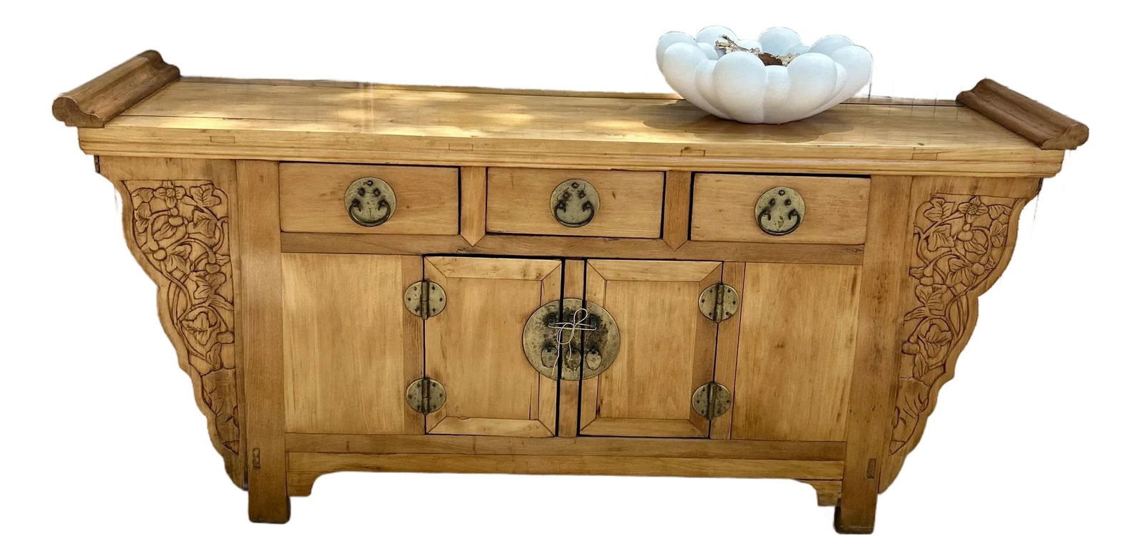 Late 20th Century Chinese Altar Cabinet in the Traditional Style "” Elmwood With Original (1 of 12)