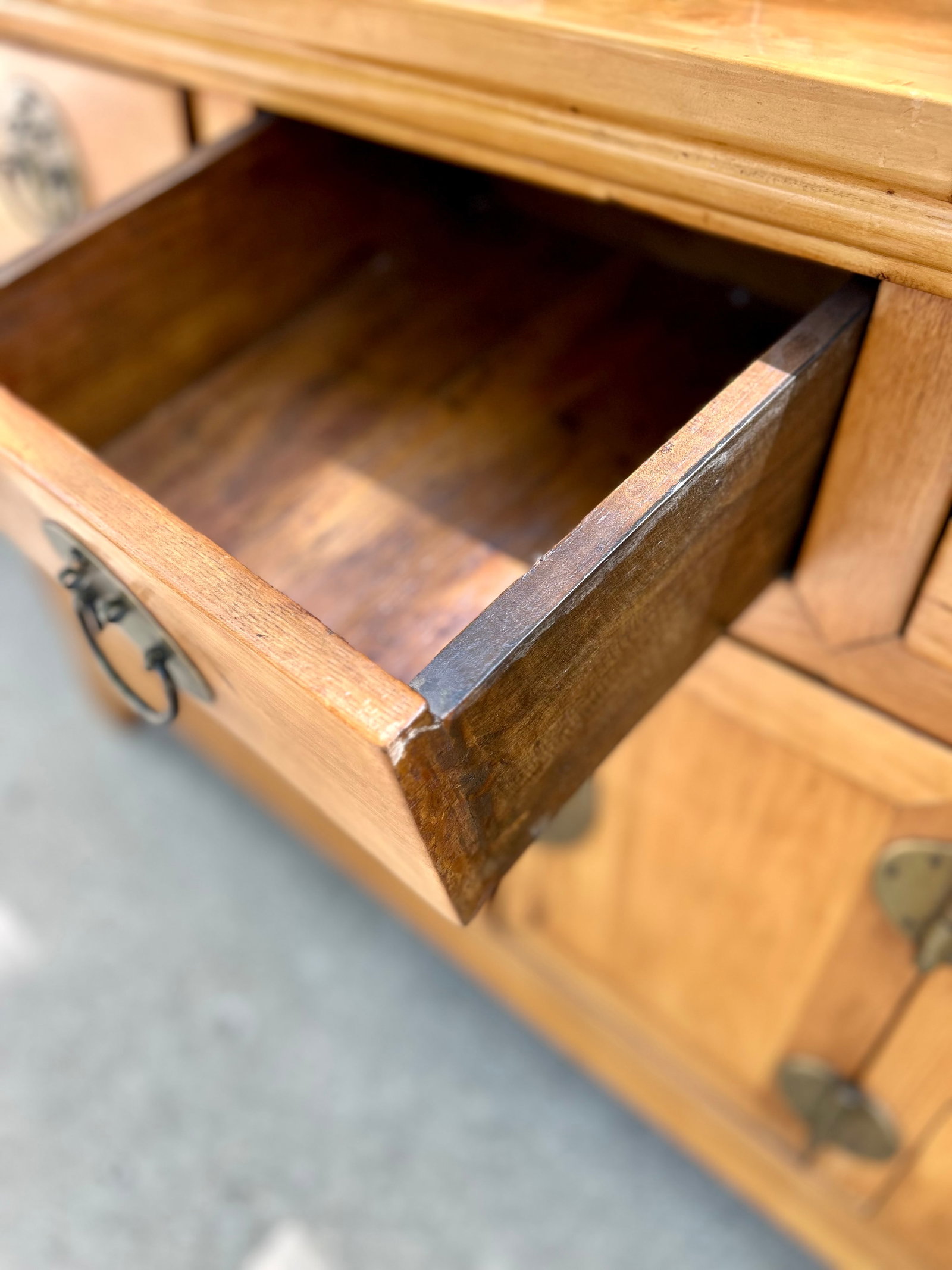Late 20th Century Chinese Altar Cabinet in the Traditional Style "” Elmwood With Original - 4