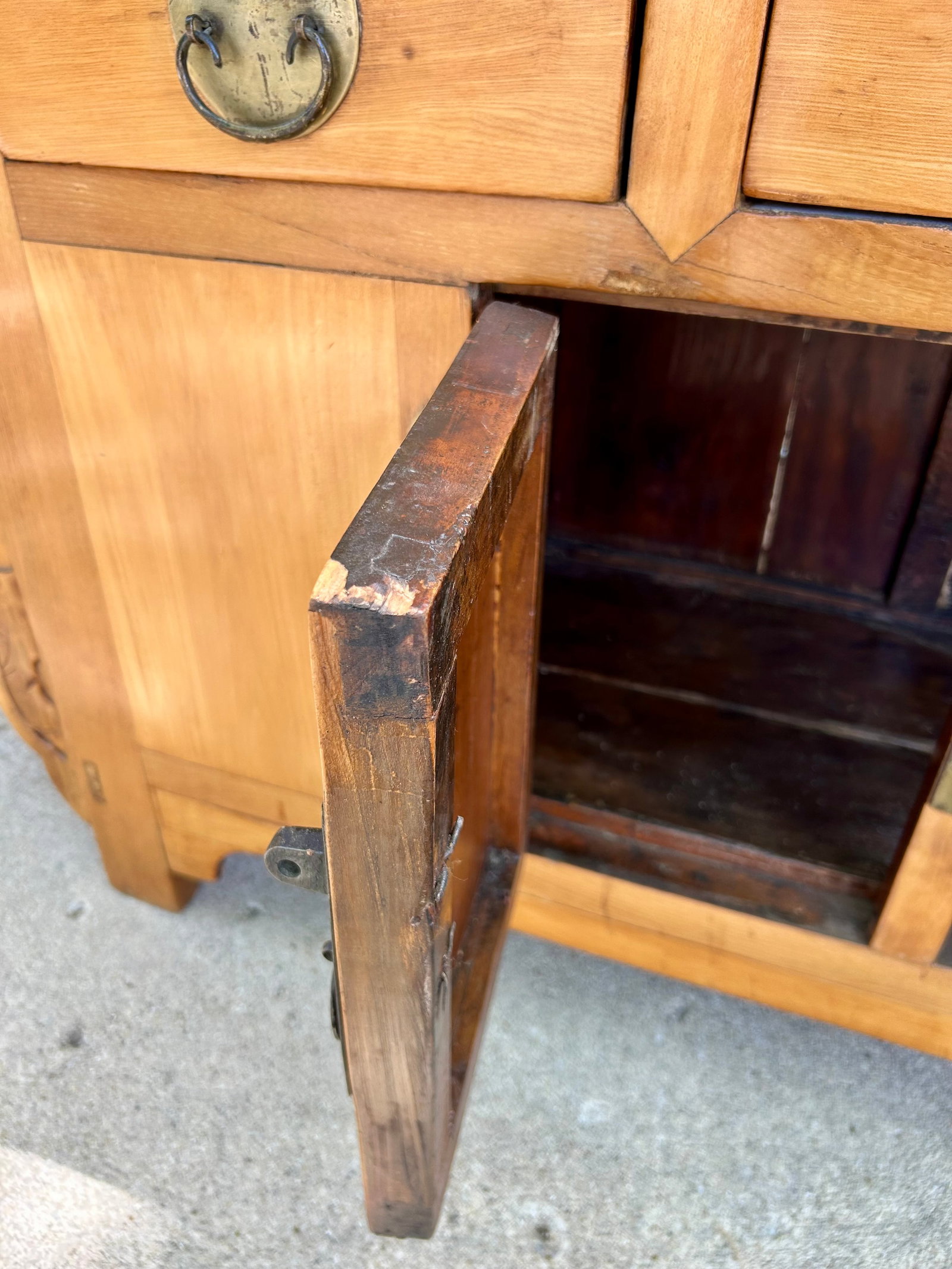 Late 20th Century Chinese Altar Cabinet in the Traditional Style "” Elmwood With Original - 5