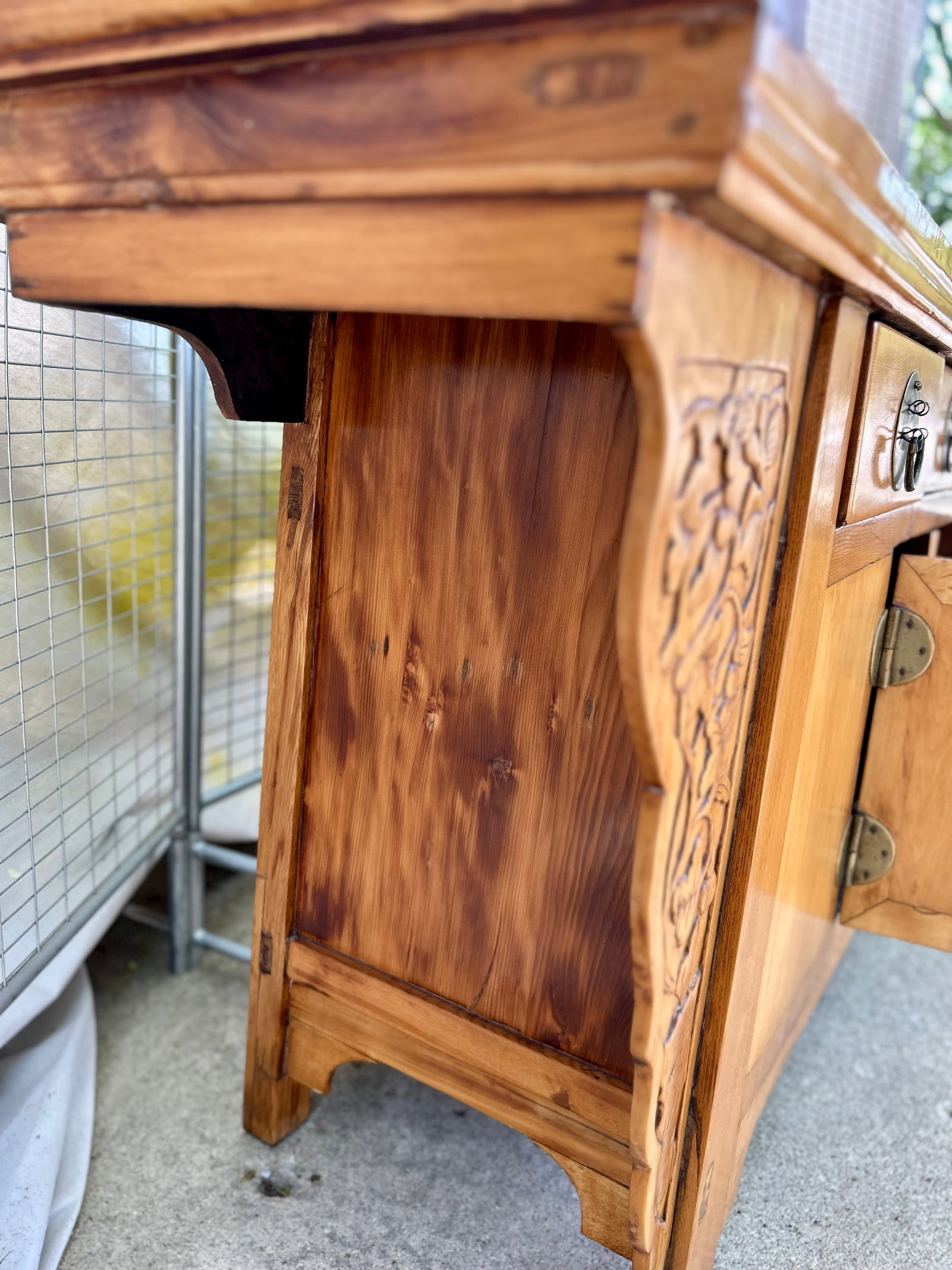 Late 20th Century Chinese Altar Cabinet in the Traditional Style "” Elmwood With Original - 7