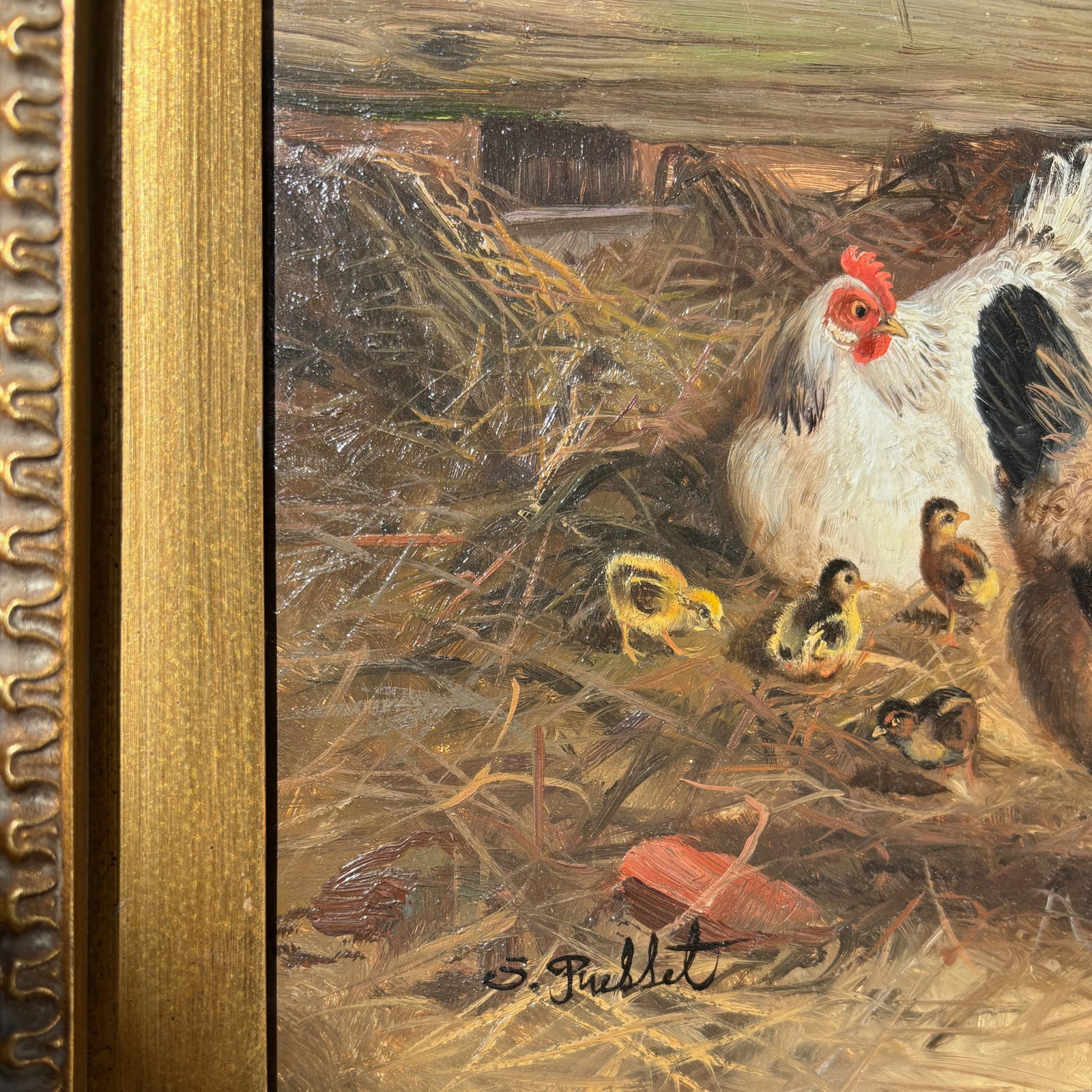 Framed Oil-on-Board Farmyard Scene in the Dusseldorf School Style, Circa Mid-Century - 10