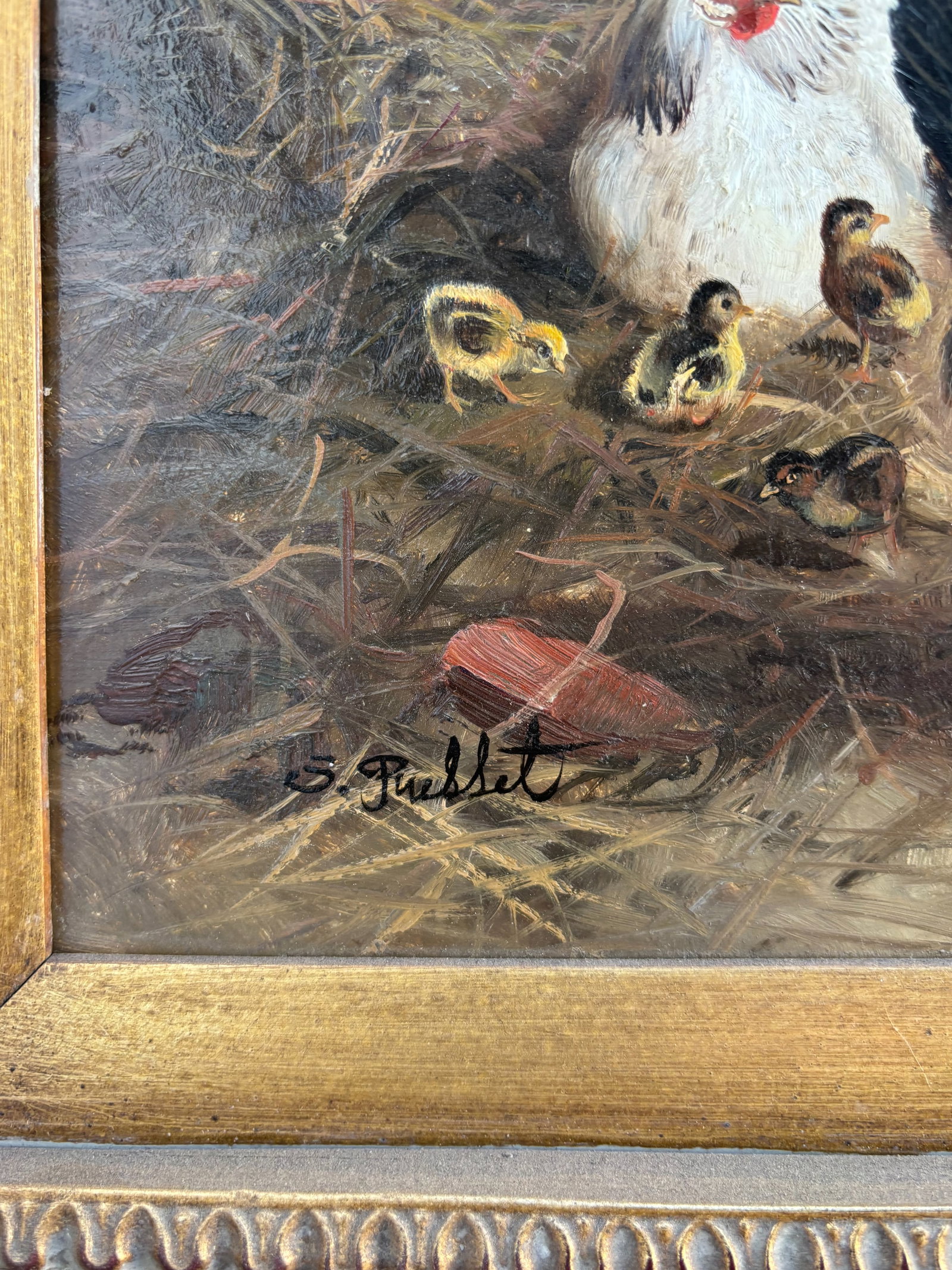 Framed Oil-on-Board Farmyard Scene in the Dusseldorf School Style, Circa Mid-Century - 12