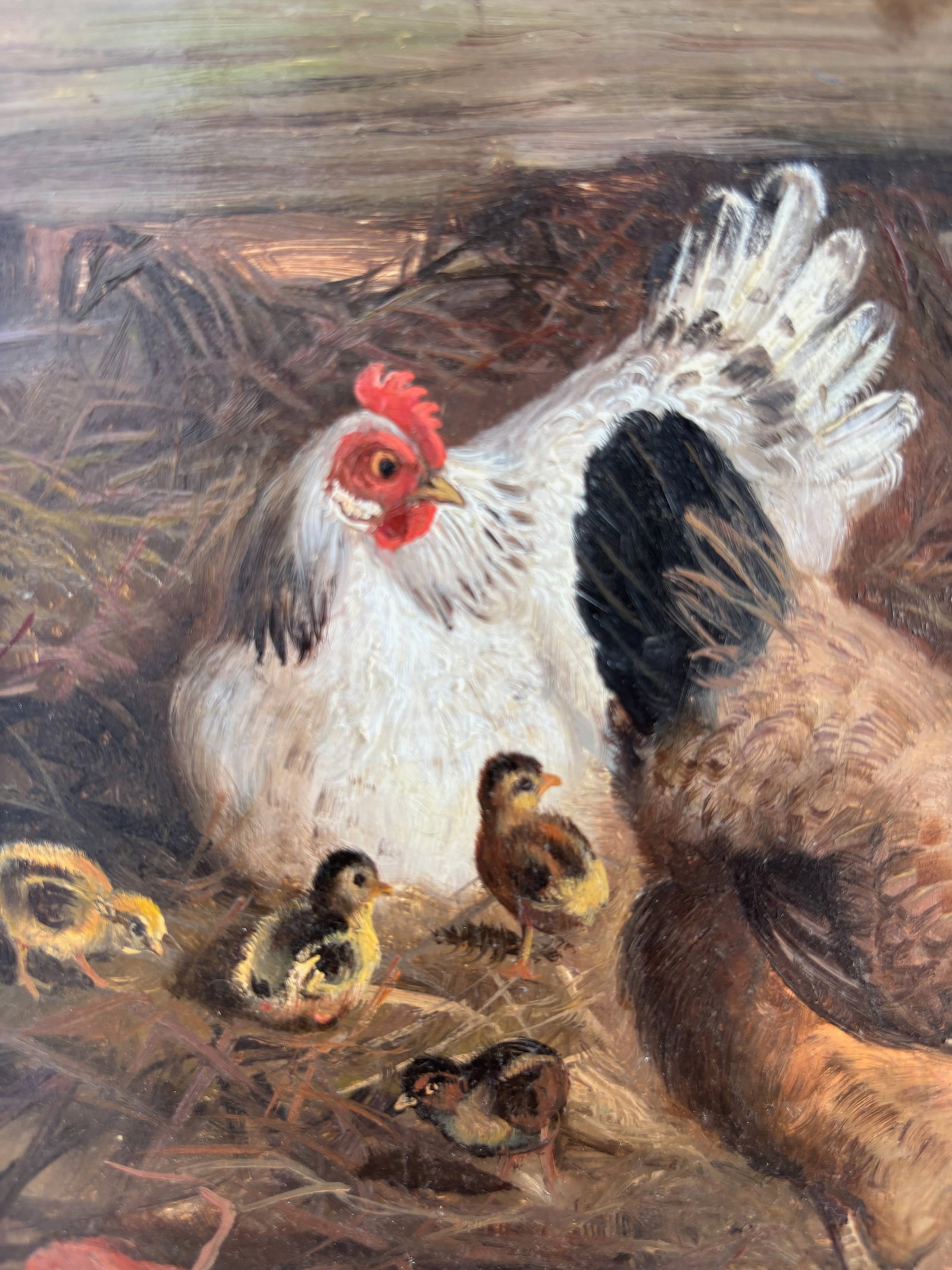 Framed Oil-on-Board Farmyard Scene in the Dusseldorf School Style, Circa Mid-Century - 13
