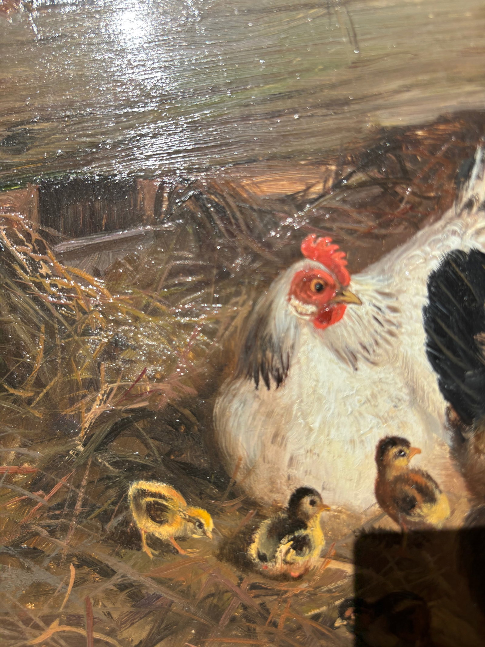 Framed Oil-on-Board Farmyard Scene in the Dusseldorf School Style, Circa Mid-Century - 15
